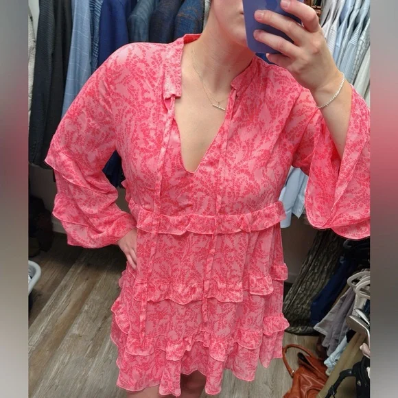 Karlie Pink Ruffle Tiered Dress Size Medium‎ - Picture 12 of 12